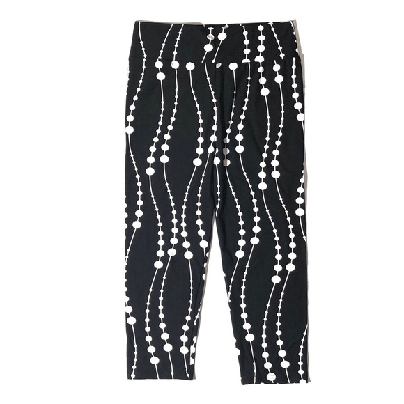 Black Polka Dot Leggings Sz L/XL Women’s Stretch - Picture 1 of 5